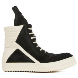 Rick Owens GeoBasket Cow Fur Black Milk