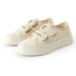 Chanel Velcro Sneaker White Cream