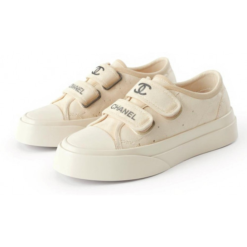 Chanel Velcro Sneaker White Cream