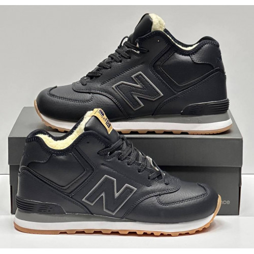 New Balance 574 Mid Leather Black Gum зимние