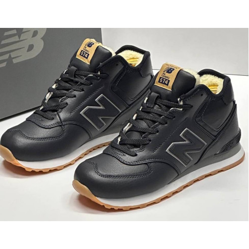New Balance 574 Mid Leather Black Gum зимние