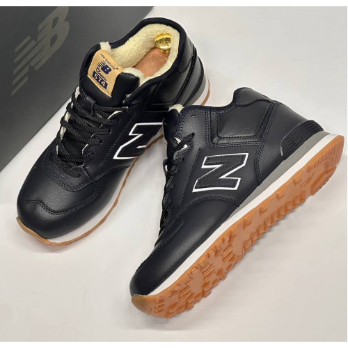 New Balance 574 Mid Leather Black Gum зимние