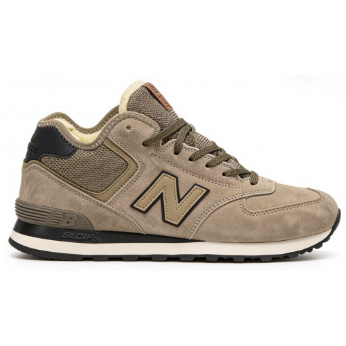 New Balance 574 Mid Grey Haki Black с мехом