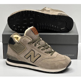 New Balance 574 Mid Grey Haki Black с мехом