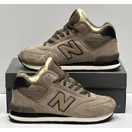 New Balance 574 Mid Grey Haki Black с мехом