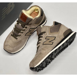 New Balance 574 Mid Grey Haki Black с мехом