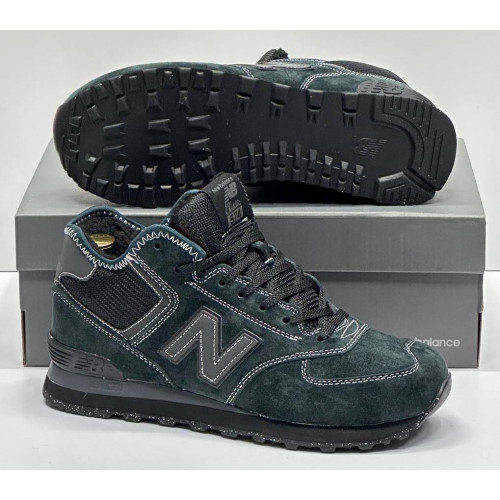 New Balance 574 Mid Suede Dark Cyan Black зимние