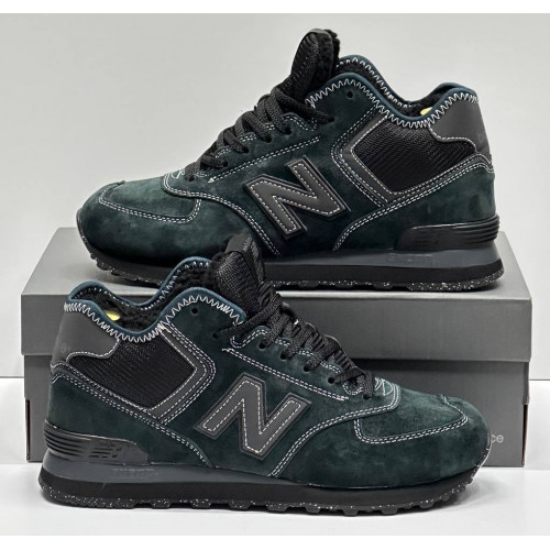 New Balance 574 Mid Suede Dark Cyan Black зимние