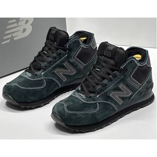 New Balance 574 Mid Suede Dark Cyan Black зимние