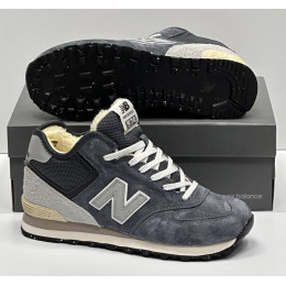 New Balance 574 Mid Suede Grey Graphite Black зимние