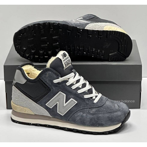 New Balance 574 Mid Suede Grey Graphite Black зимние