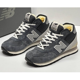 New Balance 574 Mid Suede Grey Graphite Black зимние