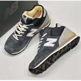 New Balance 574 Mid Suede Grey Graphite Black зимние