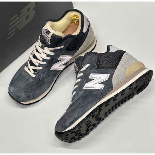 New Balance 574 Mid Suede Grey Graphite Black зимние