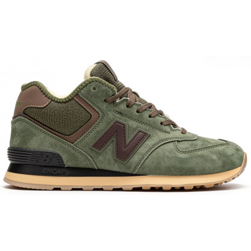 New Balance 574 Mid Suede Green Brown зимние