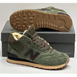 New Balance 574 Mid Suede Green Brown зимние