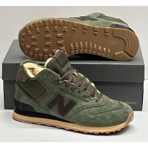 New Balance 574 Mid Suede Green Brown зимние