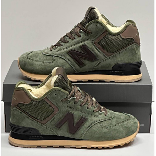 New Balance 574 Mid Suede Green Brown зимние