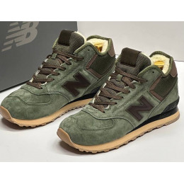 New Balance 574 Mid Suede Green Brown зимние