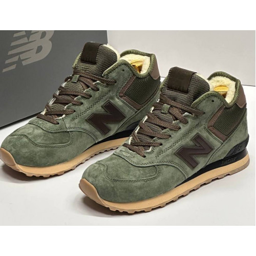 New Balance 574 Mid Suede Green Brown зимние