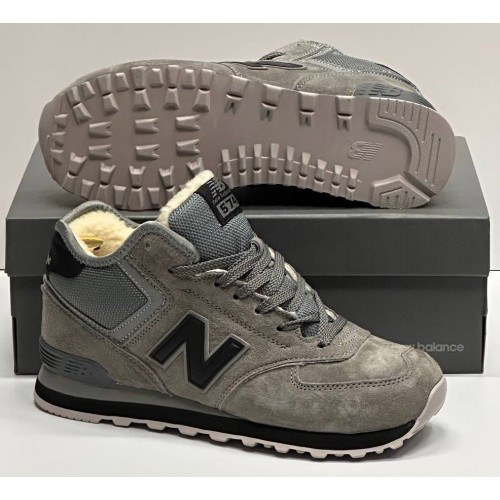 New Balance 574 Mid Grey Deep Blue зимние