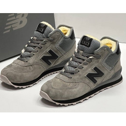 New Balance 574 Mid Grey Deep Blue зимние