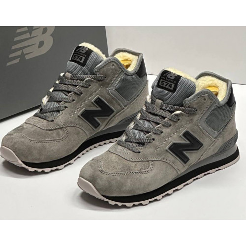 New Balance 574 Mid Grey Deep Blue зимние