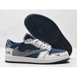 Кроссовки Travis Scott x Dior Nike Air Jordan 1 Low Navy Blue