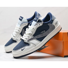 Кроссовки Travis Scott x Dior Nike Air Jordan 1 Low Navy Blue