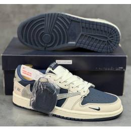 Кроссовки Travis Scott x Dior Nike Air Jordan 1 Low Navy Blue
