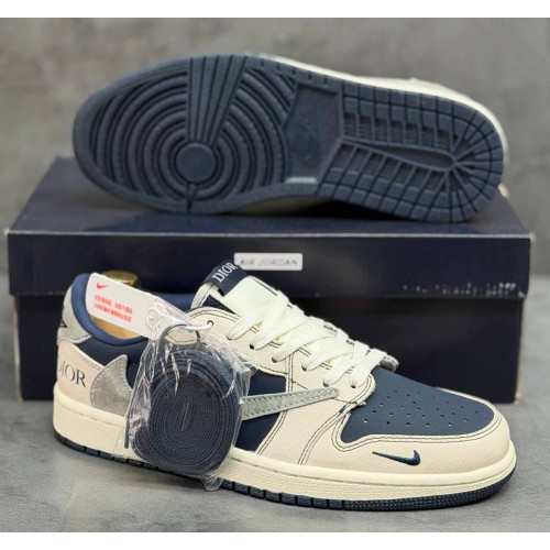 Кроссовки Travis Scott x Dior Nike Air Jordan 1 Low Navy Blue