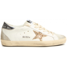 Golden Goose Superstar White Grey Gold Glitter