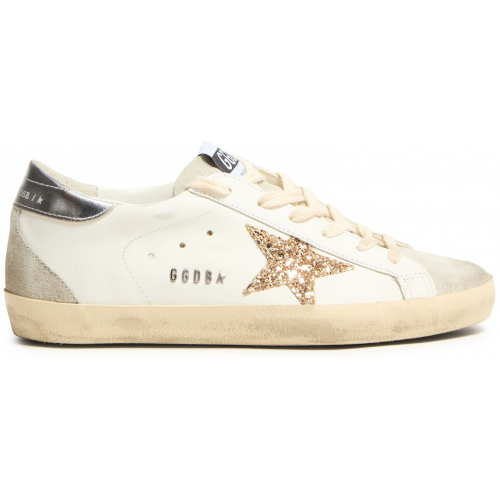 Golden Goose Superstar White Grey Gold Glitter
