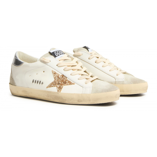 Golden Goose Superstar White Grey Gold Glitter