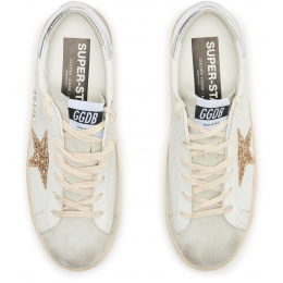 Golden Goose Superstar White Grey Gold Glitter