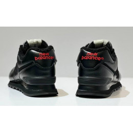 New Balance 574 Leather Black Red с мехом