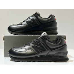 New Balance 574 Leather Black Red с мехом