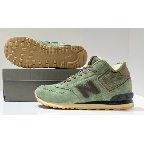 New Balance 574 Mid Green Brown с мехом