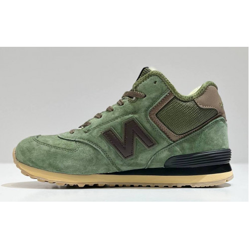 New Balance 574 Mid Green Brown с мехом