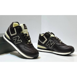 New Balance 574 Mid Leather Brown White с мехом