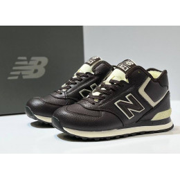 New Balance 574 Mid Leather Brown White с мехом