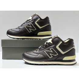 New Balance 574 Mid Leather Brown White с мехом