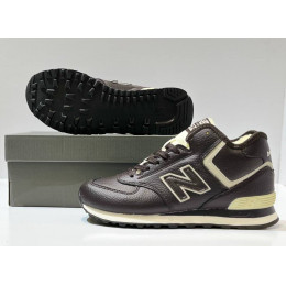 New Balance 574 Mid Leather Brown White с мехом