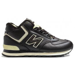 New Balance 574 Mid Leather Brown White с мехом