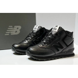 New Balance 574 Mid Leather Black Red с мехом