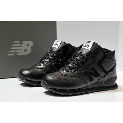 New Balance 574 Mid Leather Black Red с мехом
