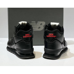 New Balance 574 Mid Leather Black Red с мехом