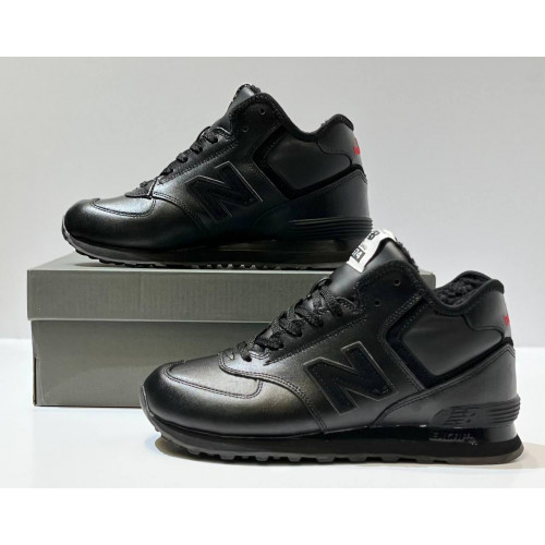 New Balance 574 Mid Leather Black Red с мехом