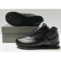 New Balance 574 Mid Leather Black Red с мехом
