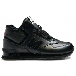 New Balance 574 Mid Leather Black Red с мехом
